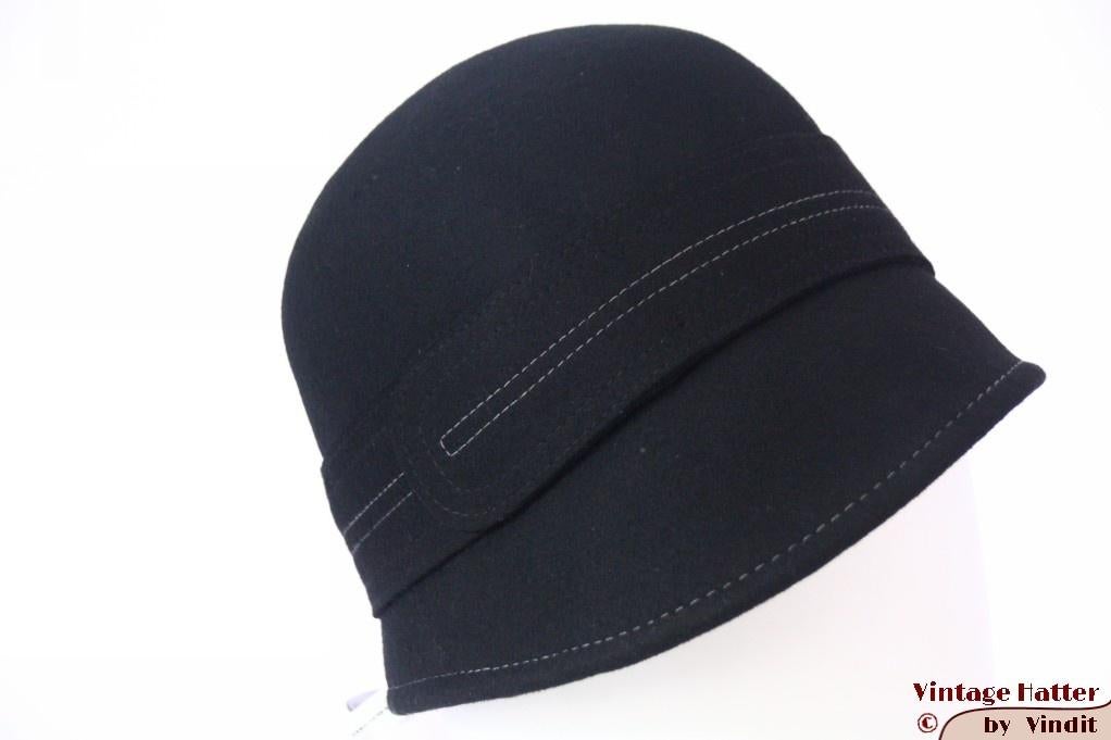Dameshoed Cloche dophoed Diefenthal zwart wolvilt 57 nieuw, Kleding | Dames, Hoeden en Petten, 56 of 57 cm (M, 7 of 7⅛ inch), Nieuw