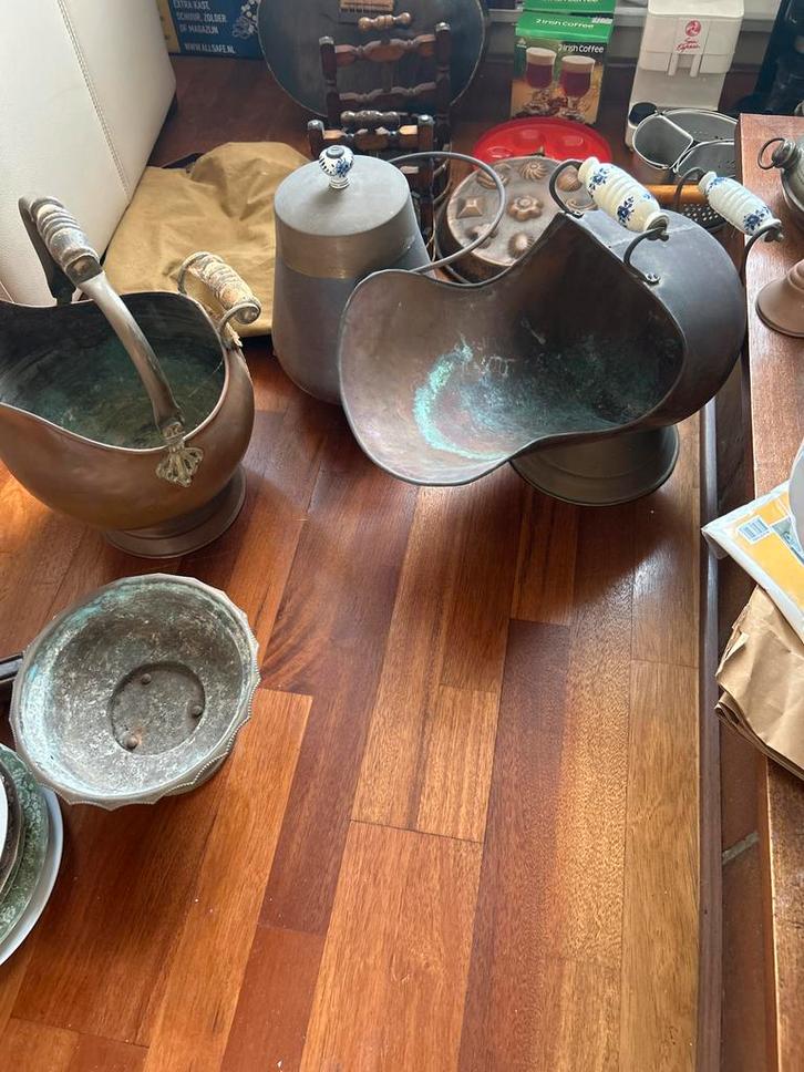 Antieke Koperen en Bronzen Kolenkit en Accessoires, Antiek en Kunst, Antiek | Koper en Brons, Koper, Ophalen