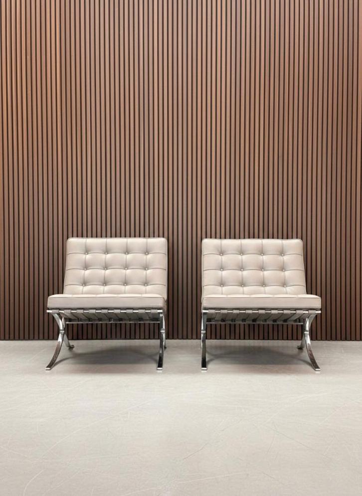 Knoll Barcelona chair - Volo Leather taupe, Antiek en Kunst, Antiek | Meubels | Stoelen en Banken, Ophalen of Verzenden