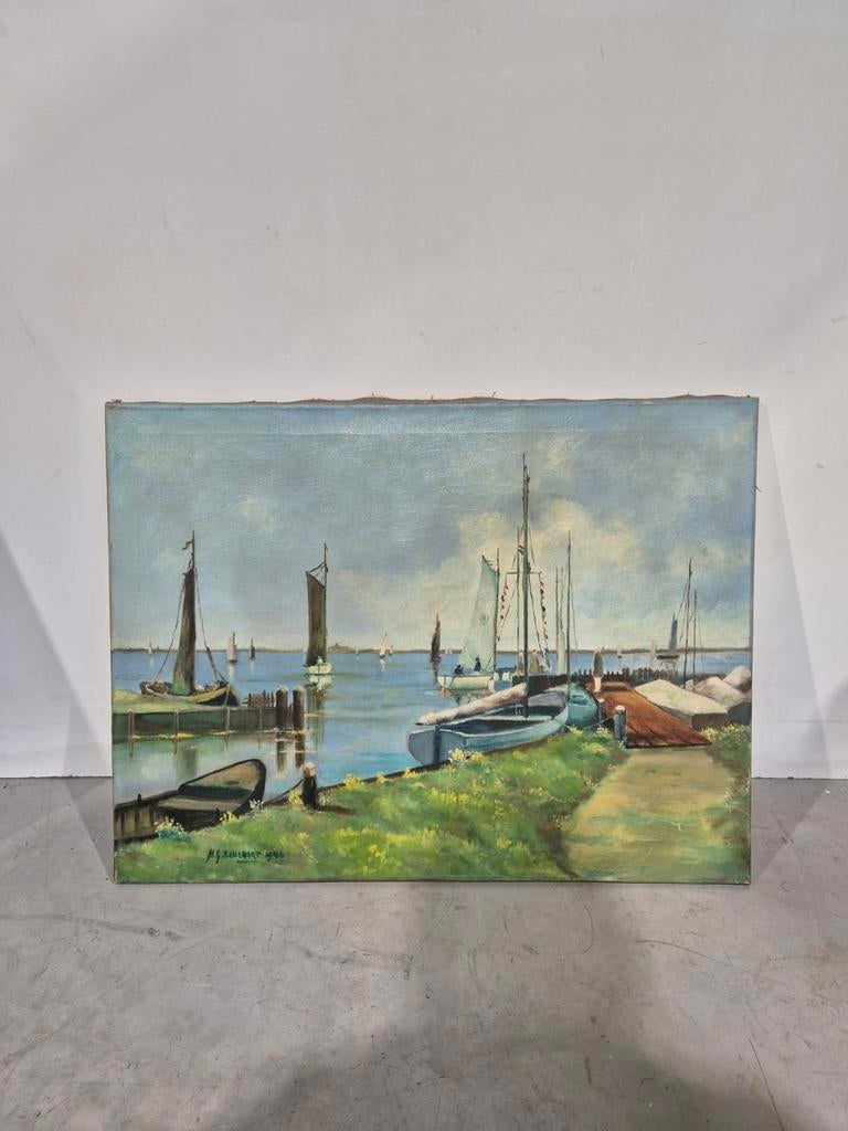 Gesigneerd schilderij sallehart loosdrechtse plassen, Antiek en Kunst, Ophalen