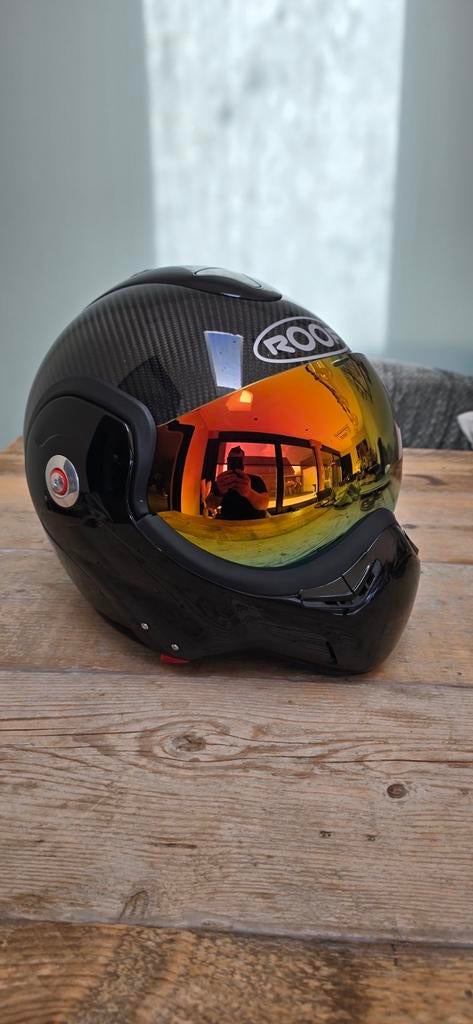 Roof Boxxer Carbon helm maat M, Motoren, Kleding | Motorhelmen, Systeemhelm, Overige merken, Tweedehands, Ophalen of Verzenden