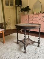 Vintage Salontafel met Glasplaat en Rotan Detail, Huis en Inrichting, Tafels | Salontafels, Ophalen, Gebruikt, 50 tot 100 cm, Rond