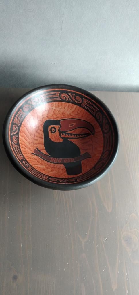 Costa Rica Terracota schaal met toekan - decoratief, Antiek en Kunst, Ophalen