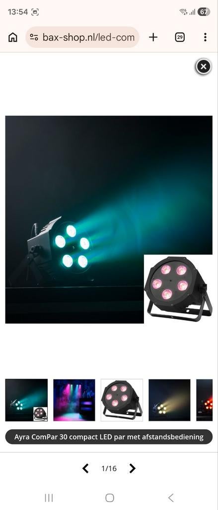 2x Ayra Compar 30 LED PAR spots in flightcase, z.g.a.n., Ophalen of Verzenden, Zo goed als nieuw, Licht, Kleur