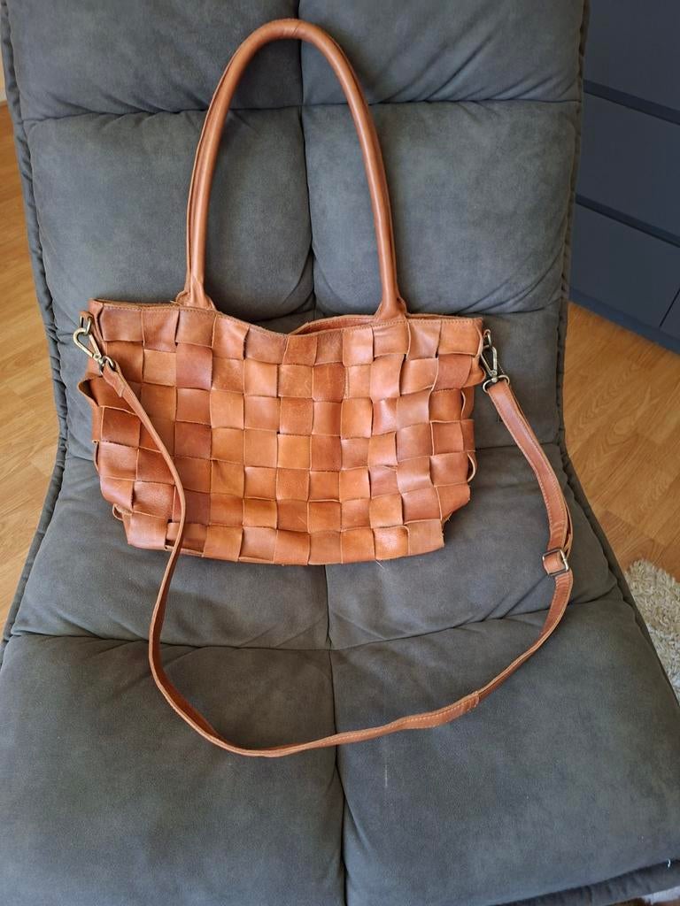 Chabo tas, superzacht cognac leder, diverse binnenvakjes, Sieraden, Tassen en Uiterlijk, Tassen | Damestassen, Ophalen of Verzenden