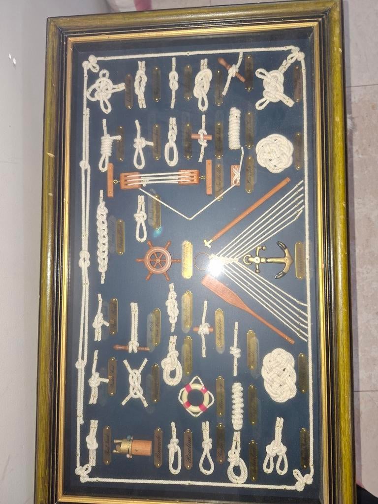 Ingelijst knopenbord (groot)met nautische elementen, Ophalen of Verzenden