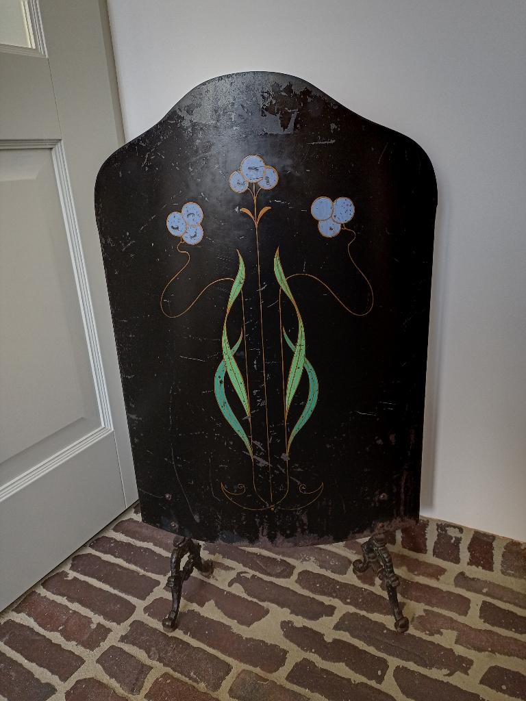 antiek haard/vonken scherm Jugenstil bloem, Antiek en Kunst, Ophalen