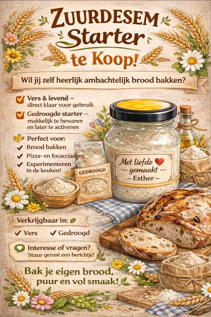Zuurdesemstarter zuurdesem tarwebloem vers of gedroogd, Ophalen