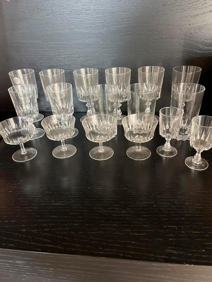 17-delig Kristal Servies - Cristal d'Arques Frankrijk, Antiek en Kunst, Antiek | Glas en Kristal, Ophalen of Verzenden