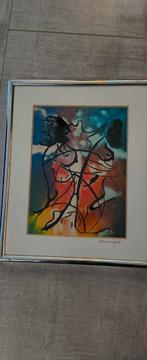 Abstract modern kleurig schilderij gesigneerd 'Beverwijk', Ophalen of Verzenden