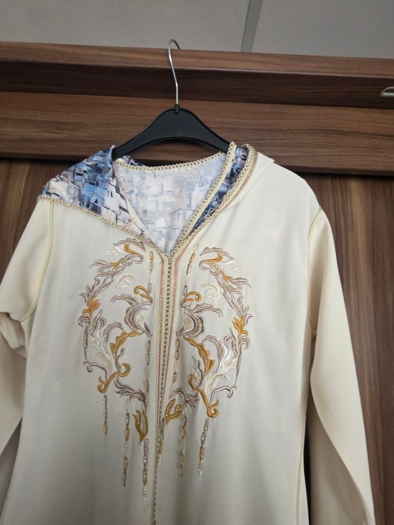 Dames jellaba 2delig, Kleding | Dames, Gelegenheidskleding, Overige typen, Beige, Maat 42/44 (L), Nieuw