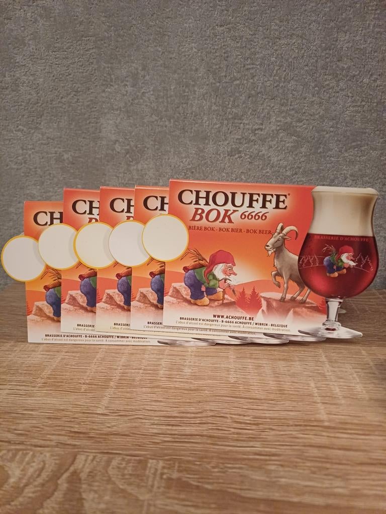 Chouffe Bok 666 bier tafelstandaards (5 stuks), Ophalen of Verzenden, Nieuw, Overige merken