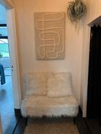 Witte pluizige bank met kussens - Lifestyle Home Collection, Ophalen, Tweepersoons, 75 tot 100 cm, Zo goed als nieuw