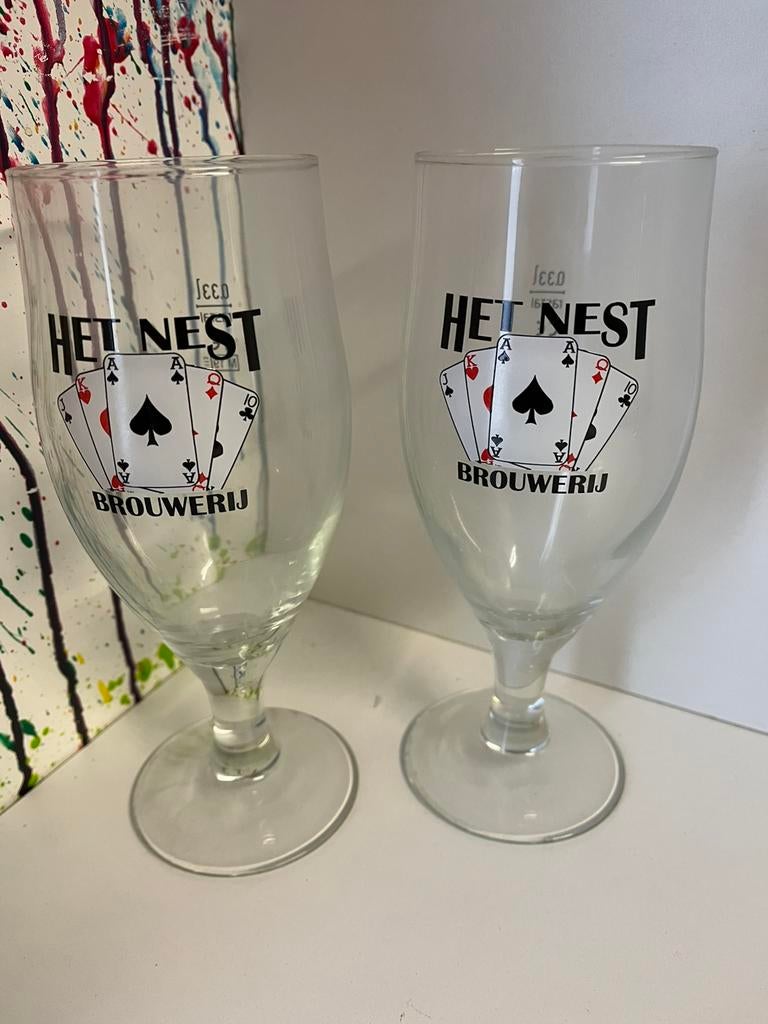 Het Nest bierglazen set van 2 glazen, Verzamelen, Biermerken, Ophalen of Verzenden, Nieuw, Glas of Glazen, Overige merken