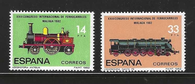 Spanje 2557-2558 treinen spoor vervoer 1982 zegels PF, Verzenden, Postfris, Treinen