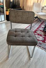 Eetkamerstoel modern set van 4 - Grijs met chromen onderstel, Ophalen, Zo goed als nieuw, Eén, Stof