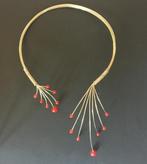 Ketting - Zilveren 1mm draad met rood carnelian kralen, Ophalen of Verzenden, Nieuw, Rood, Zilver