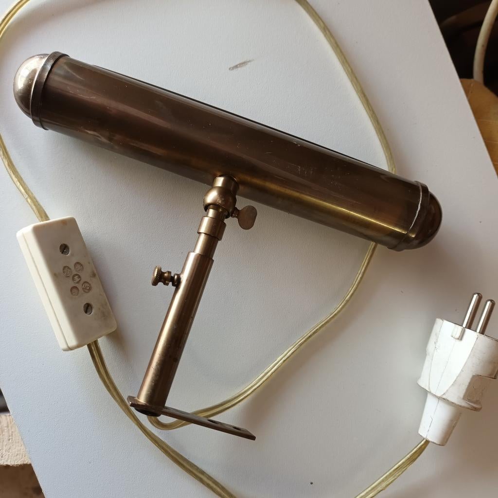 Schilderijlampje koper. 22 cm breed en diepte 14cm., Ophalen of Verzenden