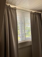 Stel beige gordijnen met roede, Huis en Inrichting, Ophalen, Gebruikt, Beige, 200 cm of meer
