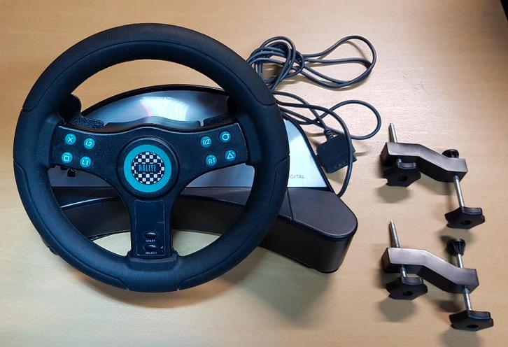 Fanatec Rallye PSX stuurwiel voor Sony Playstation, Spelcomputers en Games, Spelcomputers | Sony PlayStation 1, Gebruikt, Met 1 controller