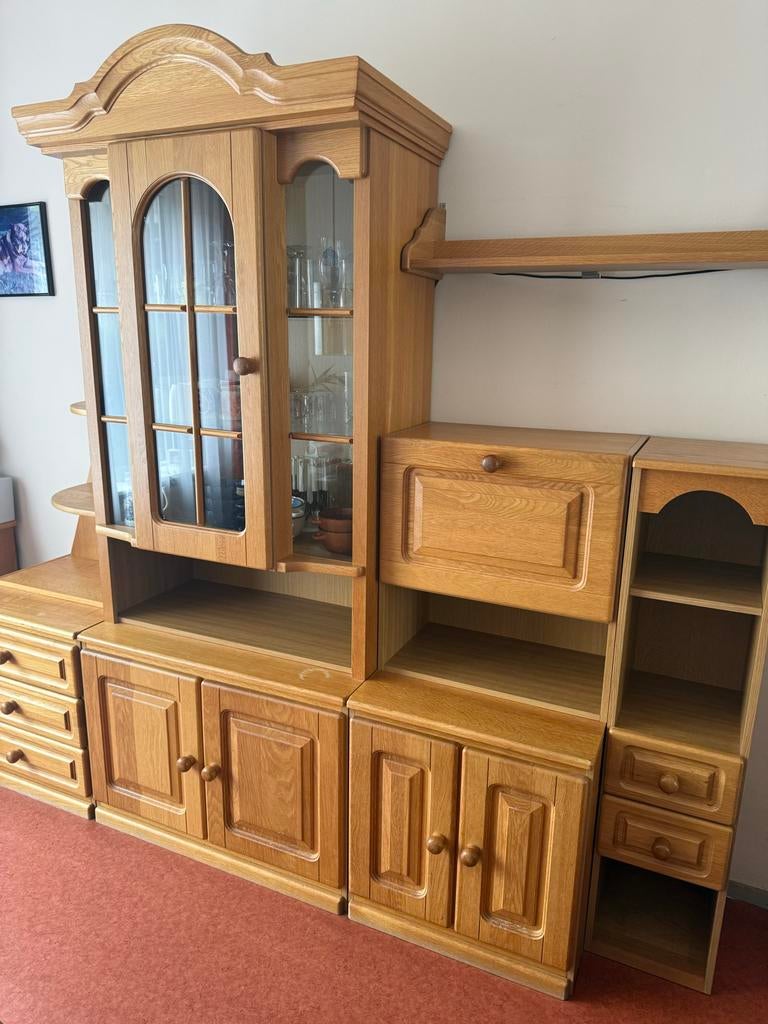 Eiken wandkast, Huis en Inrichting, Kasten | Wandmeubels, Ophalen, Gebruikt, 200 cm of meer, Eikenhout