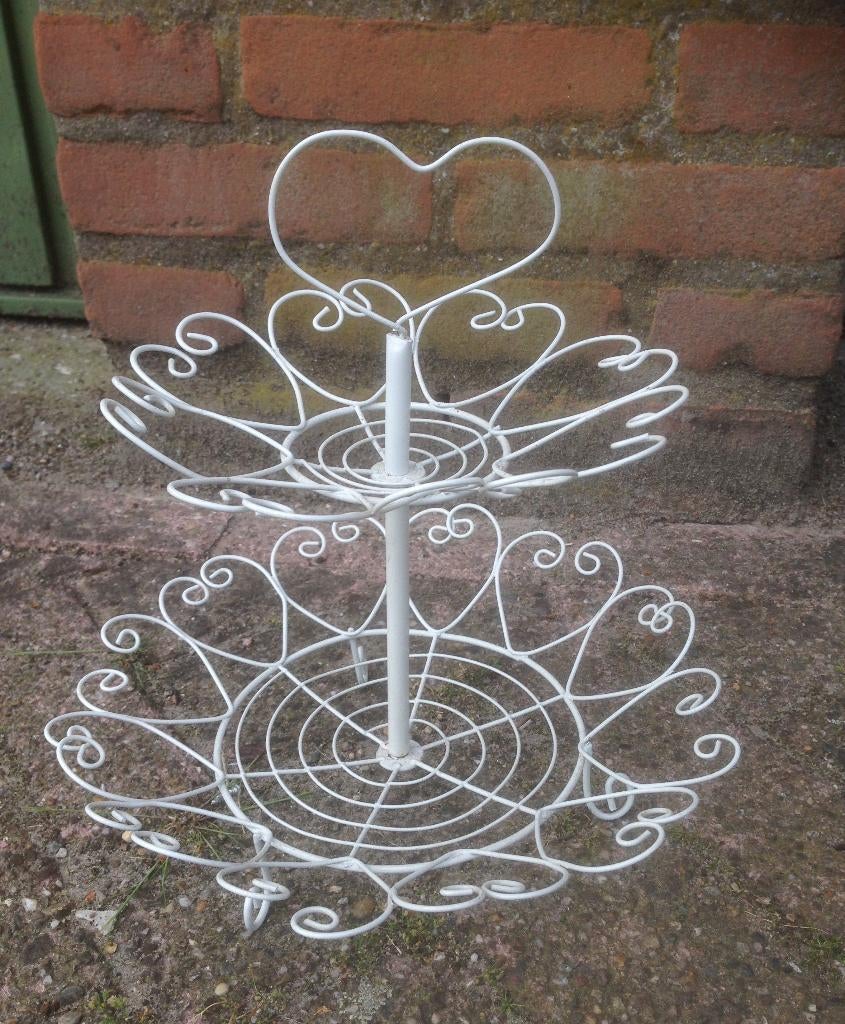 Vintage / Etagere - metaal / 2 laags, Ophalen of Verzenden, Gebruikt