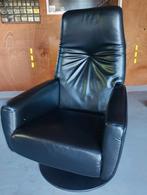 TE KOOP Zwart Lederen Draaifauteuil, Ophalen, Minder dan 75 cm, Zo goed als nieuw, Modern