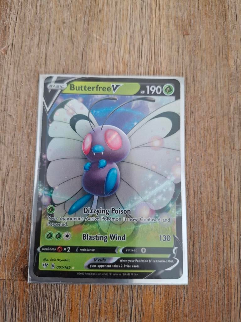Butterfree V Pokémon Kaart (001/189) - Zo goed als nieuw, Ophalen of Verzenden, Zo goed als nieuw, Losse kaart
