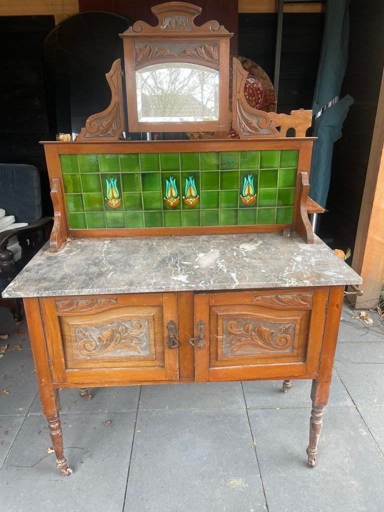 Antieke toilet dressoir met marmeren blad., Ophalen
