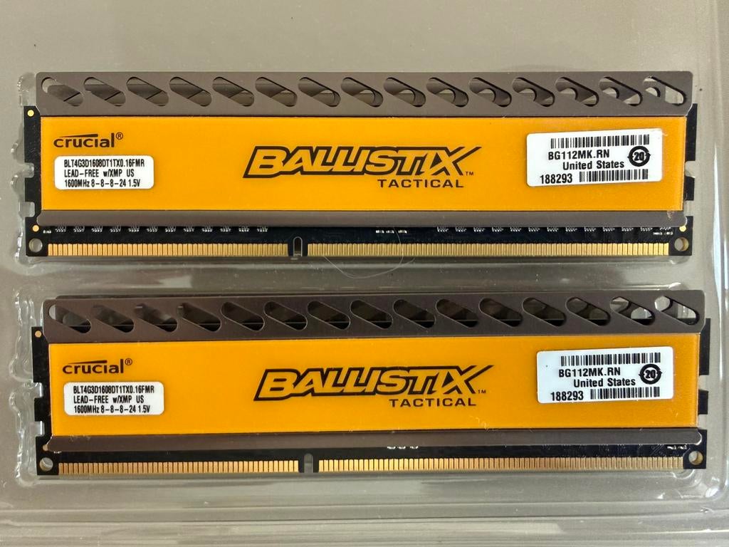 Crucial ballistics ddr3 2x4GB, Computers en Software, RAM geheugen, Ophalen of Verzenden, Zo goed als nieuw, DDR3, Desktop