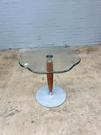 Vintage bijzettafeltje met organisch glazen blad, Ophalen of Verzenden