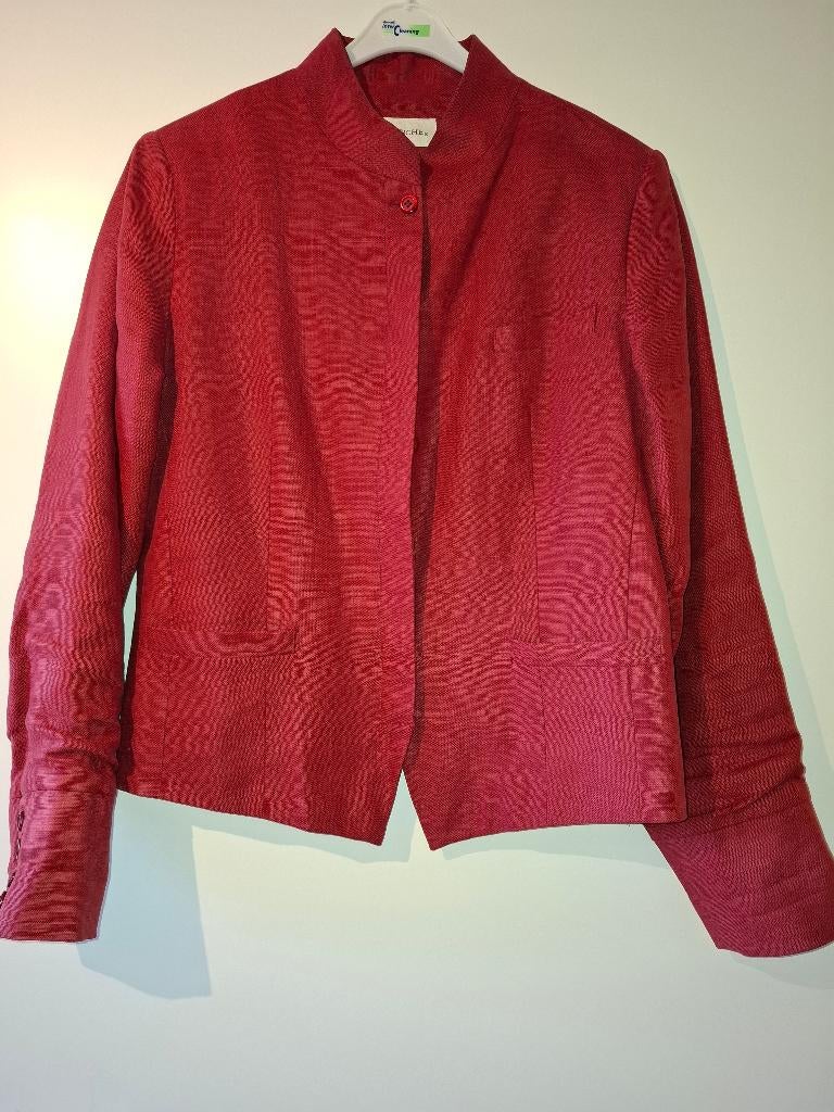 Bordeaux linnen jasje, Maat 38/40 (M), Ophalen of Verzenden, Jasje, Gedragen