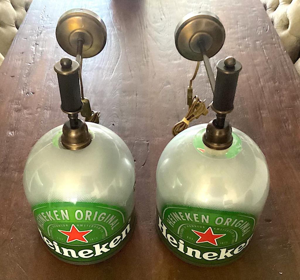 Te koop mancave cafe setje bronzen Heineken wand lampen, Huis en Inrichting, Lampen | Wandlampen, Ophalen of Verzenden, Zo goed als nieuw