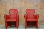 ZGANieuw 2 rode leren Leolux Amphora design fauteuils, Huis en Inrichting, Fauteuils, Leolux, Leolux, Ophalen of Verzenden, Zo goed als nieuw