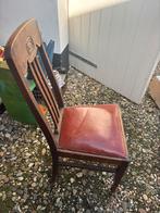Antieke houten stoel met leren zitting opknappertje, Ophalen