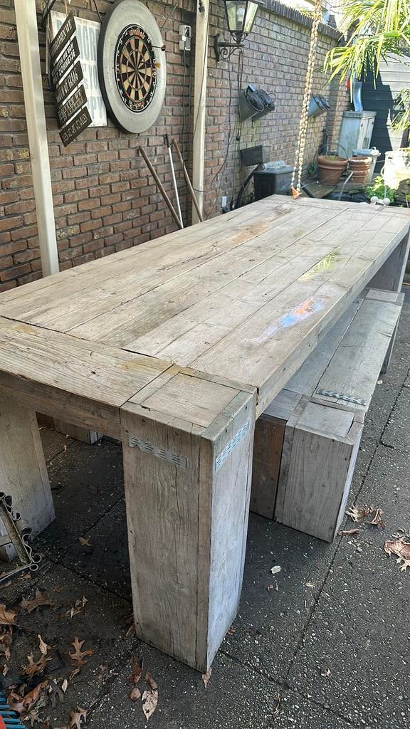 2.85 meter lange steigerhouten Tuintafel, Ophalen, Gebruikt, Rechthoekig, Hout