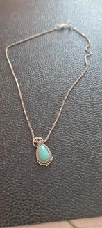 Zilveren ketting met turquoise hanger, Ophalen of Verzenden, Zo goed als nieuw, Zilver, Zilver