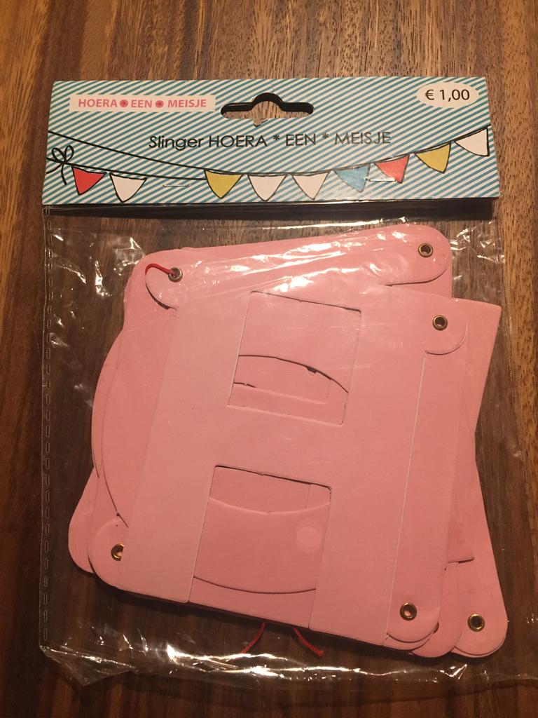 Slingers Hoera een Meisje roze, Kinderen en Baby's, Kraamcadeaus en Geboorteborden, Ophalen of Verzenden, Nieuw, Geboortebord