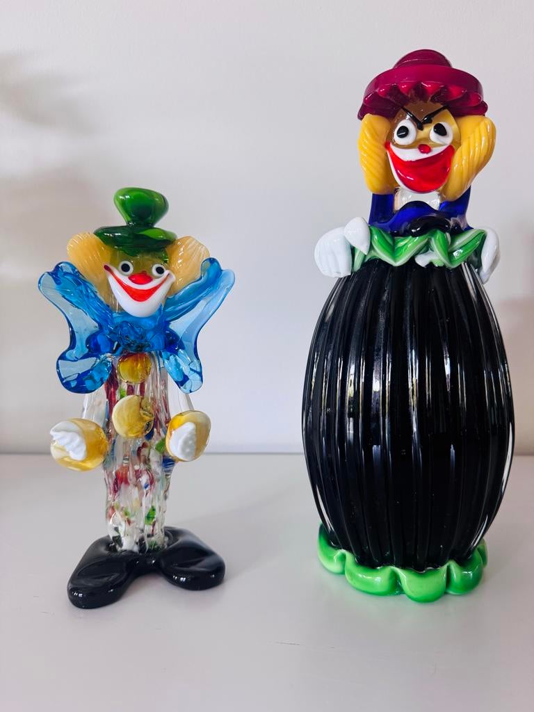 Murano glazen clowns, twee stuks te koop, Ophalen of Verzenden