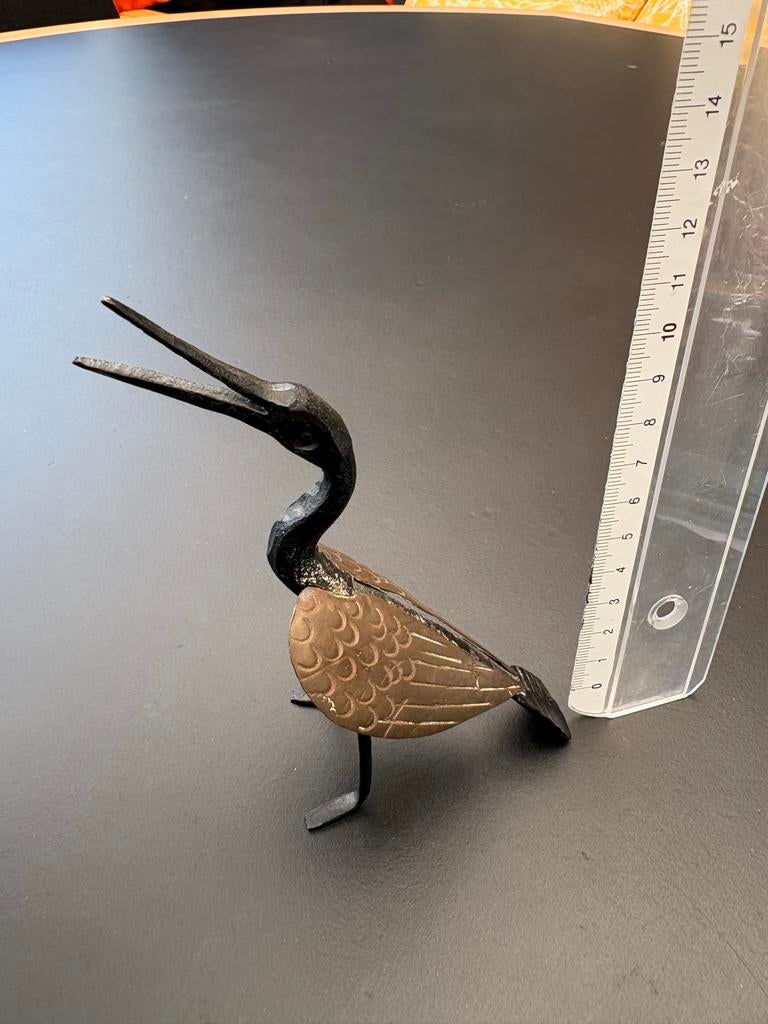 Vintage messing en ijzeren kraanvogel, Antiek en Kunst, Ophalen of Verzenden, Koper