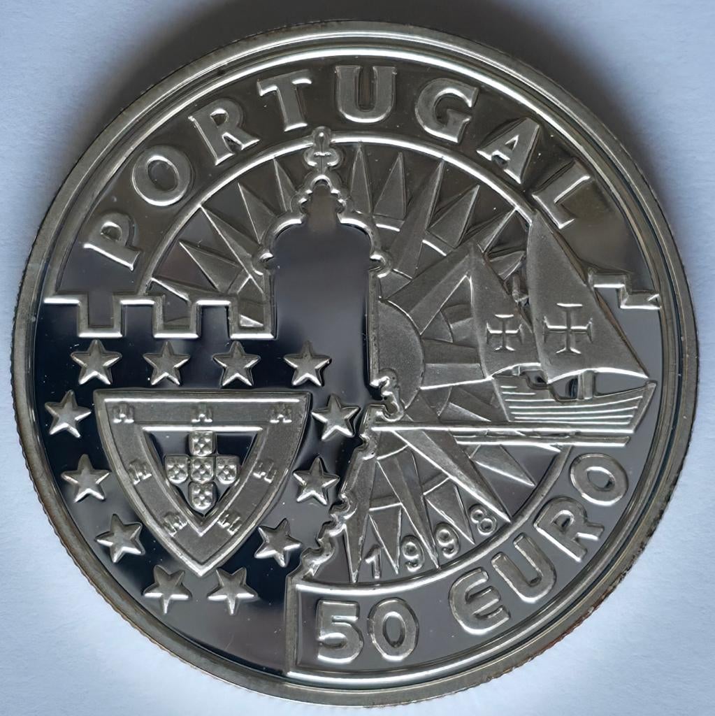 Leonor de Portugal 50 Euro – 1998 – 28 g .925 Zilver – Proof, Ophalen, Zilver, Overige waardes, Portugal