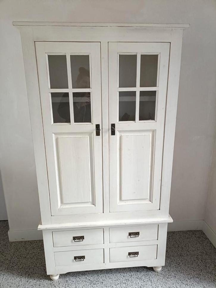 Witte landelijke (kinder)kledingkast, Huis en Inrichting, Kasten | Kledingkasten, Gebruikt, 200 cm of meer, 50 tot 100 cm, 50 tot 75 cm