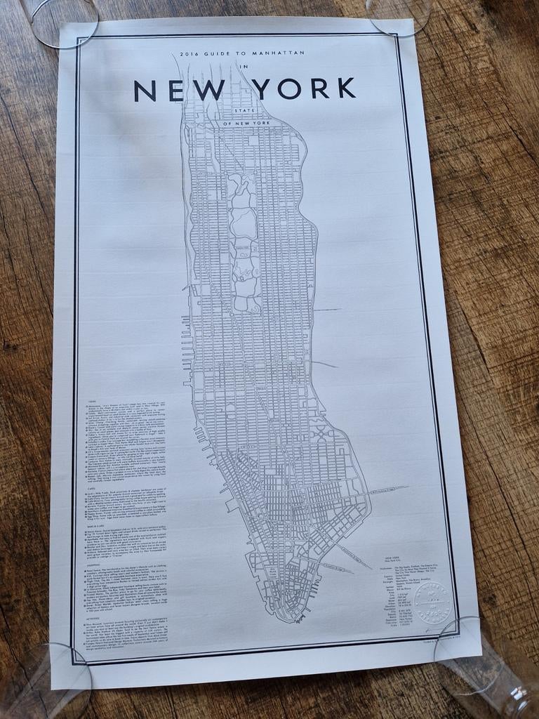 Poster New York: 2016 Guide to Manhattan, Verzamelen, Rechthoekig Staand, Ophalen of Verzenden, Zo goed als nieuw, A1 t/m A3