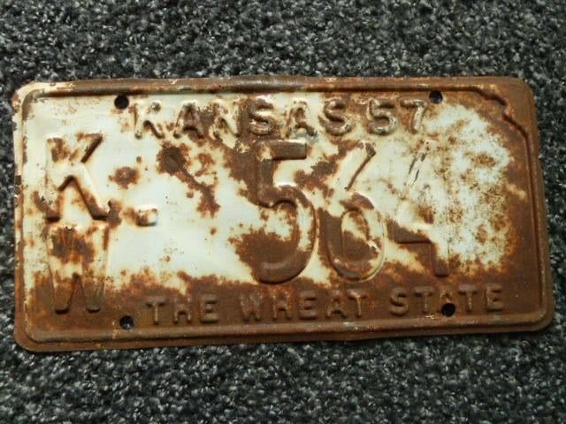 Kentekenplaat licenseplate Kansas 57 USA, Verzenden, Gebruikt, Auto's