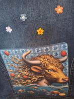 meisje met Ossekop, Delfts blauw, bolero, dames spijkerjasje, Ophalen of Verzenden, Zo goed als nieuw, Maat 38/40 (M), Blauw