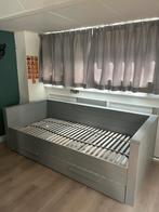 Bedbank WOOOD Dennis grijs met lade, Huis en Inrichting, Slaapkamer | Bedden, Ophalen, Gebruikt, 90 cm, Eenpersoons