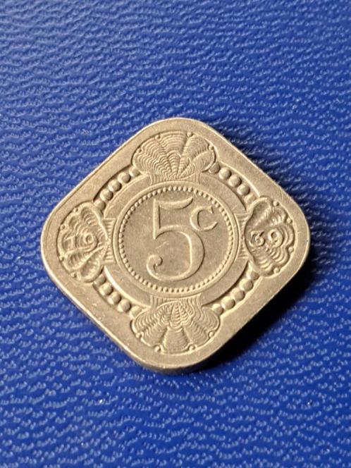 1939 vierkante stuiver Wilhelmina, Postzegels en Munten, Munten | Nederland, Losse munt, 5 cent, Koningin Wilhelmina, Verzenden