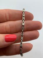 V817 Prachtige zilveren armband koningschakel, Ophalen of Verzenden, X, Zilver, Zilver