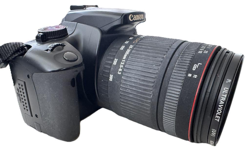 Canon EOS 400D + Sigma 28–300mm zoomlens – complete set, Gebruikt, Spiegelreflex, Verzenden, Canon