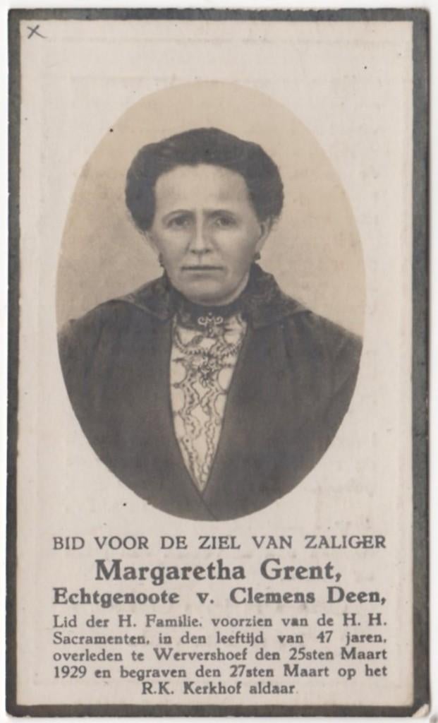 Margaretha (Grietje) Grent 1881 + 1929 Wervershoof, 47 jaar, Verzenden
